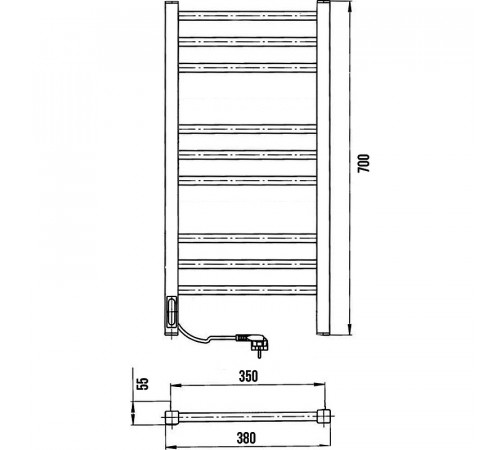 Электрический полотенцесушитель Laris Астор ЧК9 350х700 L 73207769 Белый муар