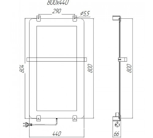 Электрический полотенцесушитель Allen Brau Infinity 44x80 8.21001.GL зеркальный