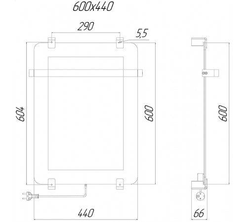 Электрический полотенцесушитель Allen Brau Infinity 44x60 8.21000.GL зеркальный