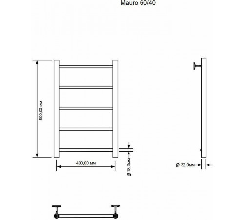 Водяной полотенцесушитель Aquanet Mauro 60x40 282315 Хром