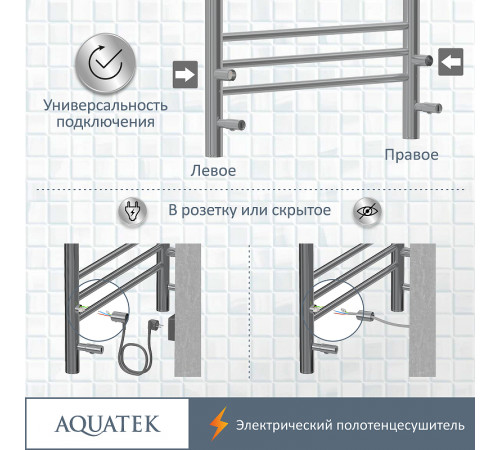 Электрический полотенцесушитель Aquatek Бетта П10 500x900 AQ EL KRC1090CH Хром