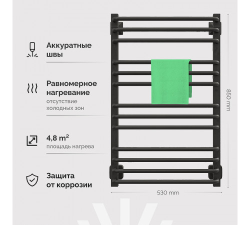 Водяной полотенцесушитель EWRIKA Кассандра Pd 80x50 510487 Черный матовый