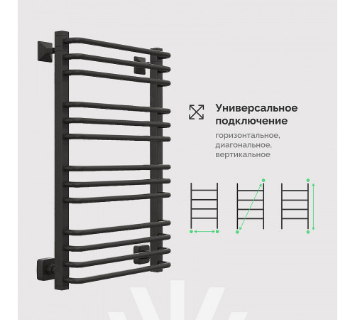 Водяной полотенцесушитель EWRIKA Кассандра Pd 80x50 510487 Черный матовый