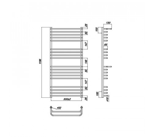 Водяной полотенцесушитель Ravak Optima 50х120 X04000083687 с полкой Хром