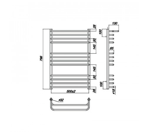 Водяной полотенцесушитель Ravak Optima 50х80 X04000083685 с полкой Хром