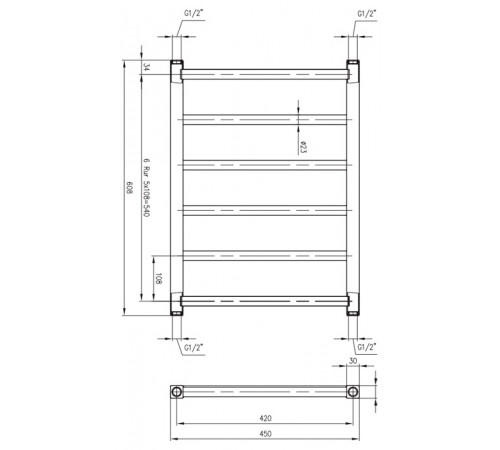 Водяной полотенцесушитель Zehnder Stalox STX-060-045 Белый