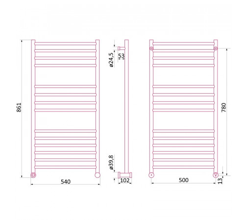 Электрический полотенцесушитель Izgib ЭДР Odyssey 800х500 L 0201-8050-95 Черный муар