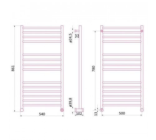 Электрический полотенцесушитель Izgib ЭДР Odyssey 800х500 R 0202-8050-95 Черный муар