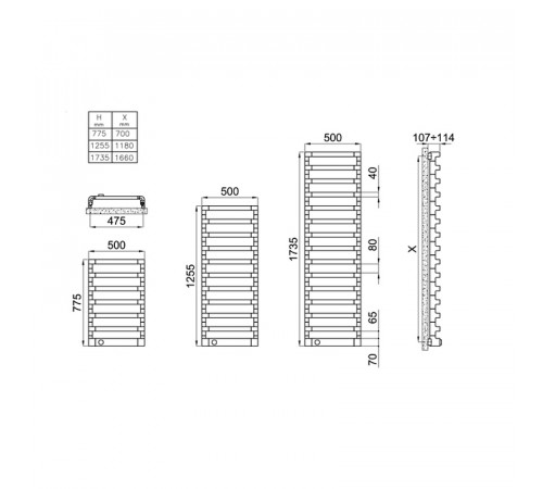 Электрический полотенцесушитель Irsap Step E 500x775 SEP050T50IR01NNN Хром