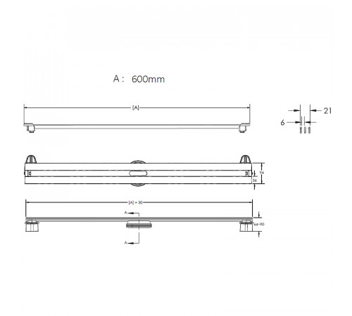 Душевой лоток Berges Super Slim 600 090052 с решеткой Хром матовый