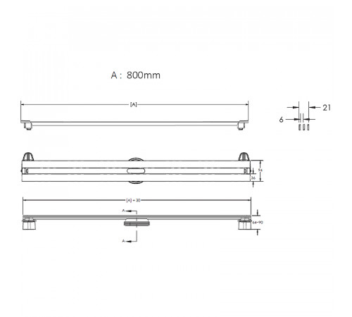 Душевой лоток Berges Super Slim 800 090154 с решеткой Хром матовый