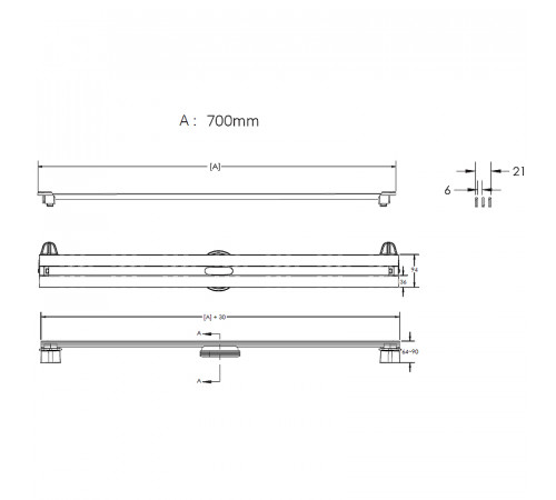 Душевой лоток Berges Super Slim 700 091153 с решеткой Хром глянец