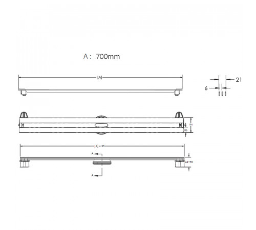 Душевой лоток Berges Super Slim 700 091053 с решеткой Хром глянец