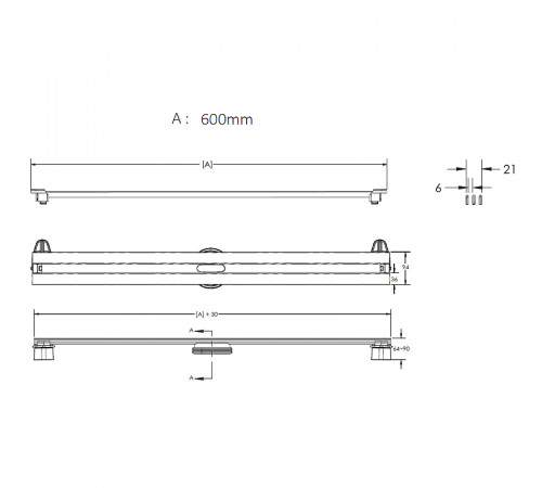 Душевой лоток Berges Super Slim 600 091052 с решеткой Хром глянец