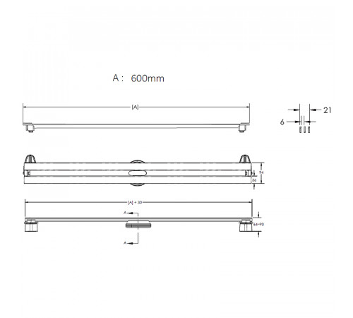 Душевой лоток Berges Super Slim 600 090152 с решеткой Хром матовый