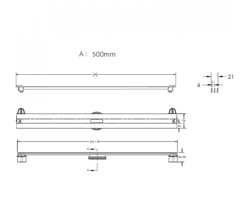 Душевой лоток Berges Super Slim 500 090078 с решеткой Хром матовый