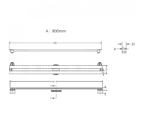 Душевой лоток Berges Super Slim 800 092154 с решеткой Золото глянец