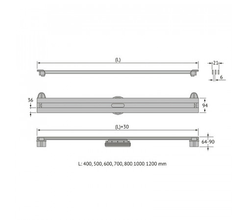 Душевой лоток Berges Super Slim 700 092153 с решеткой Золото глянец