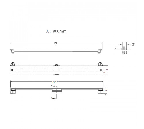 Душевой лоток Berges Super Slim 800 091154 с решеткой Хром глянец