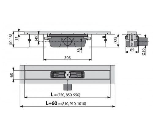 Душевой лоток Alcaplast APZ1S-950 (APZ1-950) без решетки