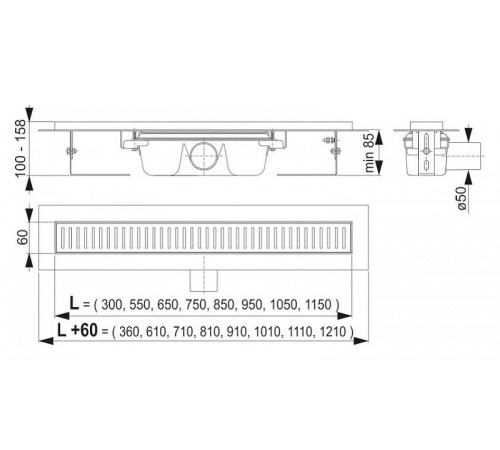 Душевой лоток Alcaplast APZ1S-1150 (APZ1-1150) без решетки