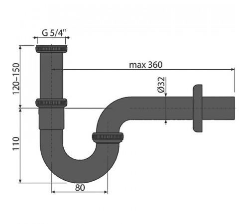 Сифон для раковины Alcaplast A4320BLACK Черный матовый