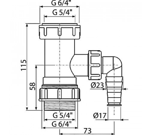 Переходник для сифона Alcaplast A300 со штуцером 5/4