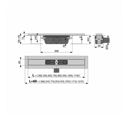 Душевой лоток Alcaplast APZ1S-1050 (APZ1-1050) без решетки