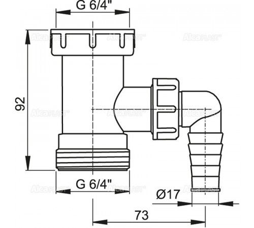 Переходник для сифона Alcaplast A30 со штуцером 6/4