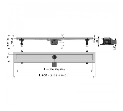 Душевой лоток Alcaplast Fit and Go AG071401650 (APZ13-DOUBLE9-650) с решеткой Хром