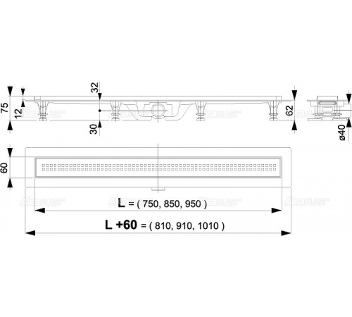 Душевой лоток Alcaplast Simple AG100201850 (APZ9-850M) с решеткой Хром