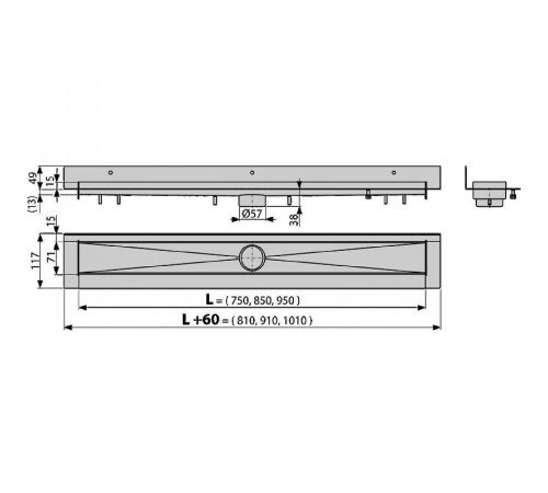 Душевой лоток Alcaplast Modular Wall APZ23-850 без решетки