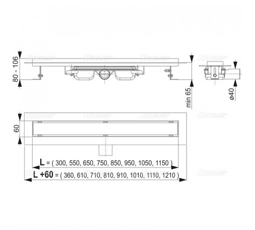 Душевой лоток Alcaplast Professional Low APZ106-300 без решетки