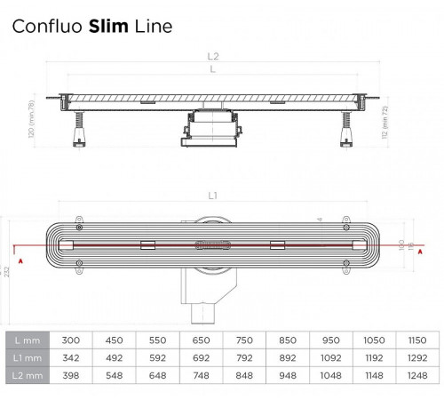 Душевой лоток Pestan Confluo Slim Line 750+ 13100028 с решеткой Хром матовый