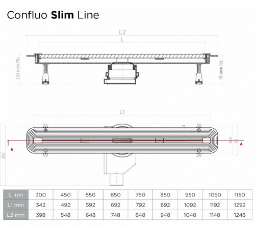 Душевой лоток Pestan Confluo Slim Line 300+ 13100024 с решеткой Хром матовый