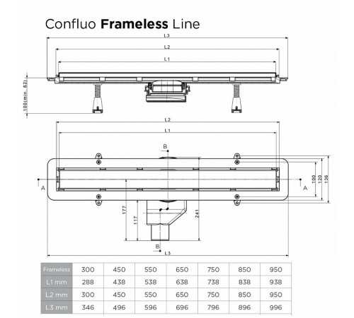 Душевой лоток Pestan Confluo Frameless Line 750 13701223 с двухсторонней решеткой Золото глянцевый / полая под плитку