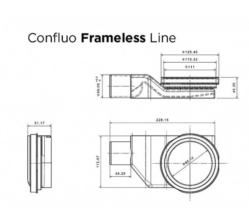 Душевой лоток Pestan Confluo Frameless Line 950 13701323 с двухсторонней решеткой Черный матовый / полая под плитку