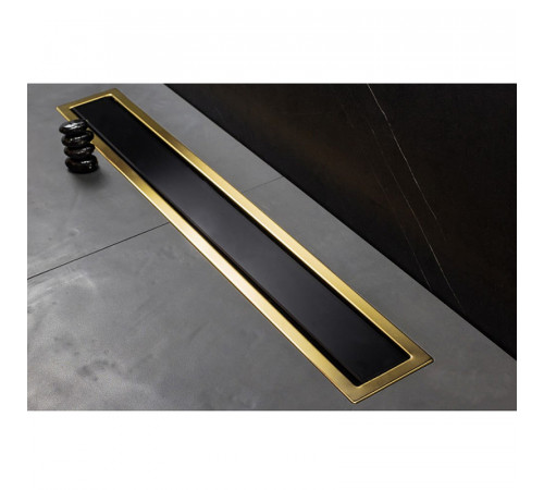 Душевой лоток Pestan Confluo Premium Line 750 Black Glass Gold 13100117 с решеткой Черный глянцевый Золото глянцевое