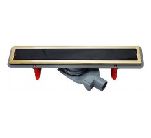 Душевой лоток Pestan Confluo Premium Line 550 Black Glass Gold 13100115 с решеткой Черный глянцевый Золото глянцевое