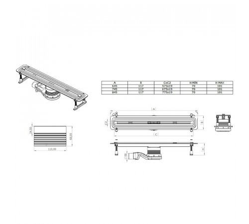 Душевой лоток Allen Brau Liberty 80 9.50002.SS с решеткой Нержавеющая сталь