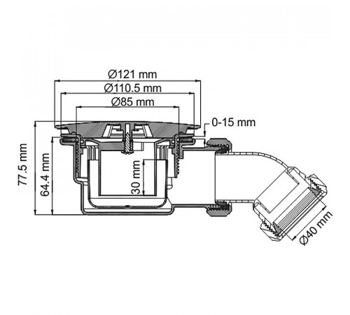 Сифон для душевого поддона WasserKRAFT D210 Хром