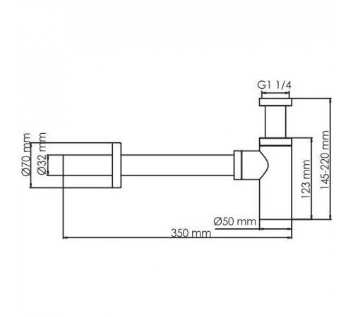 Сифон для раковины WasserKRAFT Glan A171 Черный глянец