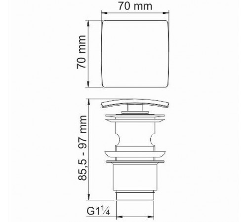 Донный клапан WasserKRAFT Abens A164 click-clack Черный матовый