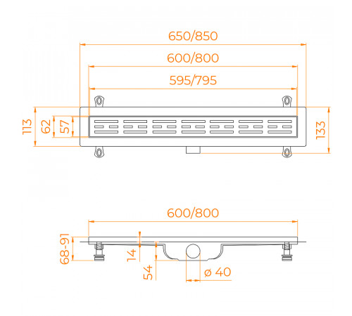 Душевой лоток RGW Drain Leo-10-80 60211080-01 с решеткой Хром