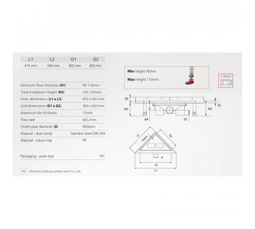 Душевой трап RGW Shower Drain TA/GA 07210734-02 с решеткой Хром