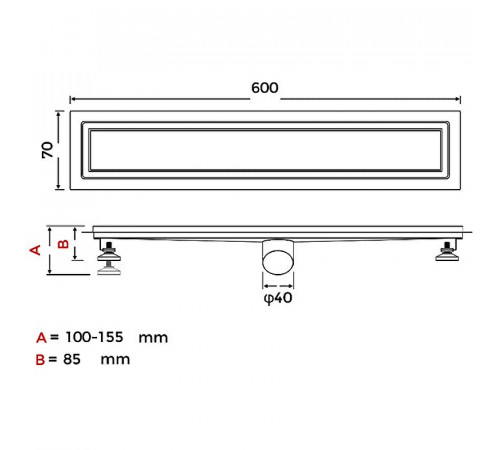 Душевой лоток Gappo G86007-4 с решеткой под плитку