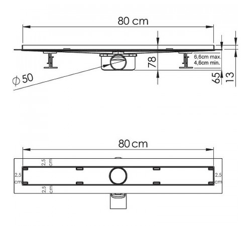 Душевой лоток Vincea Almira-S 80 SAY.602.80.S.U под плитку