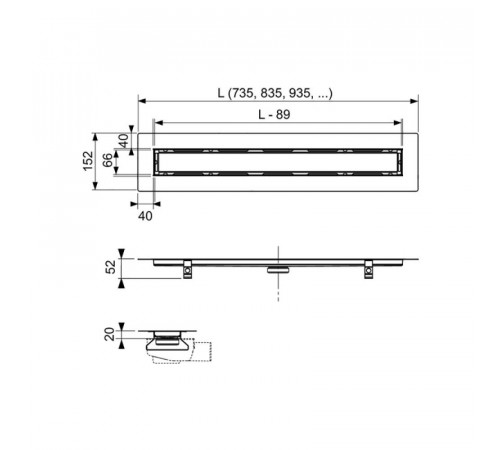 Душевой лоток Tece Drainline 90 650900 с решеткой Хром