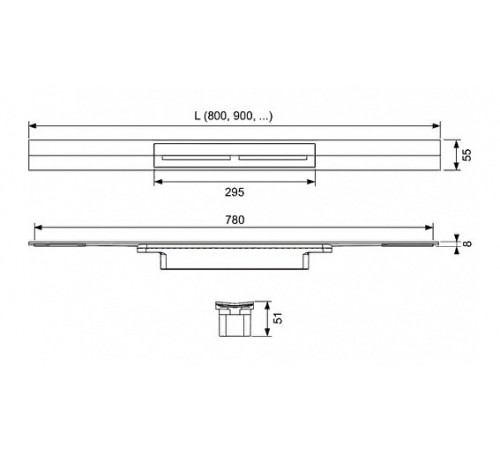 Душевой лоток Tece Drainprofile 120 671201 с решеткой PVD Brushed Black Chrome