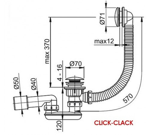 Слив-перелив Ravak X01377 click-clack Хром